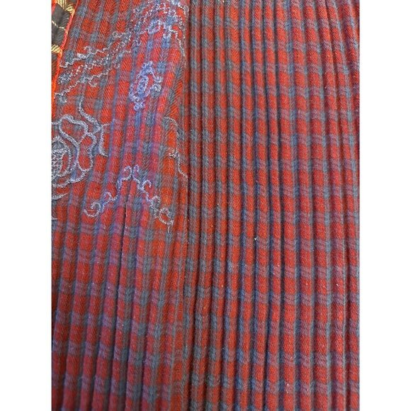 Free People XS Red/Blue Plaid Button-Up Shirt With Embroidery - Picture 4 of 5